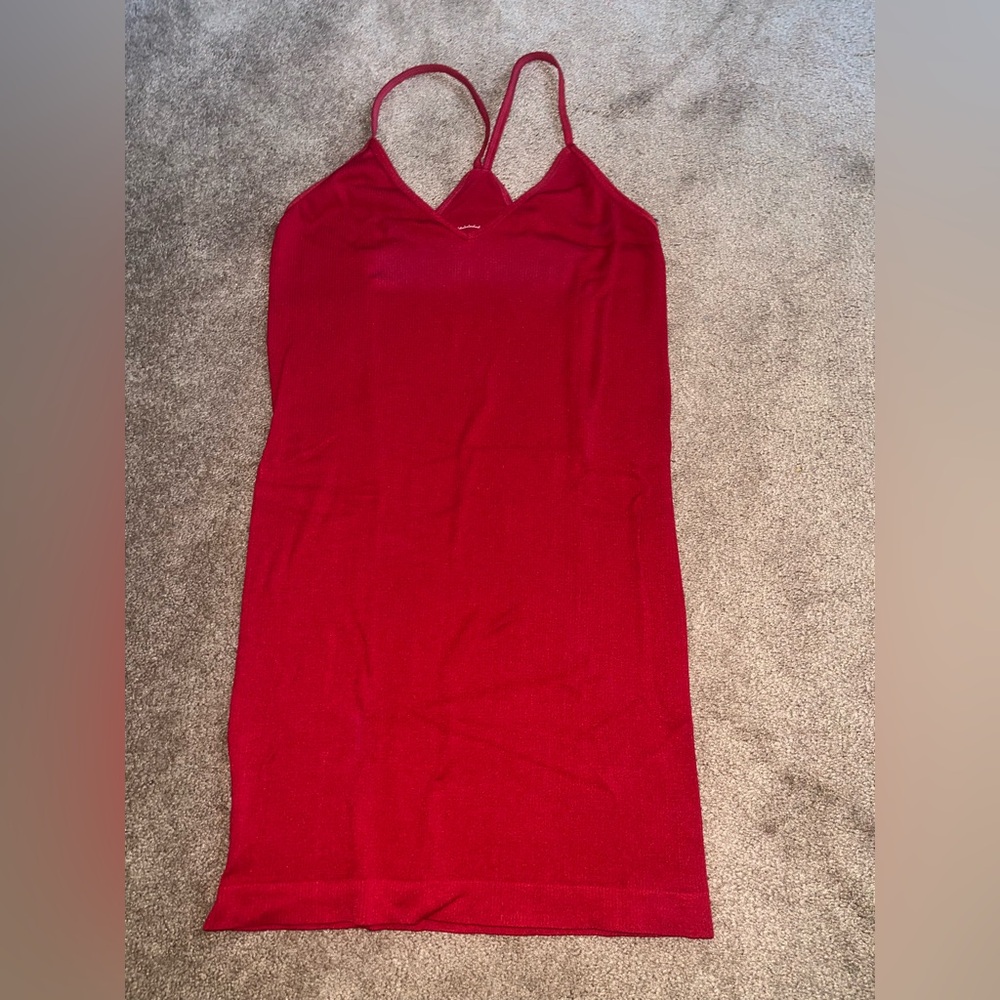 Red Sleeveless Spaghetti Strap fitted ribbed tank top sz M/L